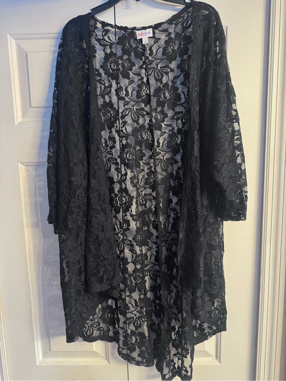Lularoe sheer kimono duster Black Floral Lace